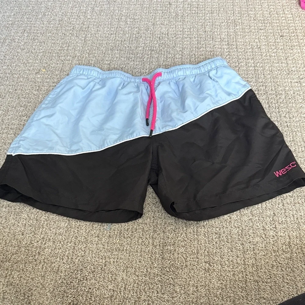 Wesc Men's Athletic Shorts in Black and Light Blue